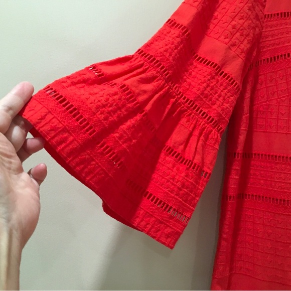 J. Crew shift dress Womens Flutter Sleeve Eyelet 100% Cotton Orange Size 6 G1269 - Picture 4 of 8